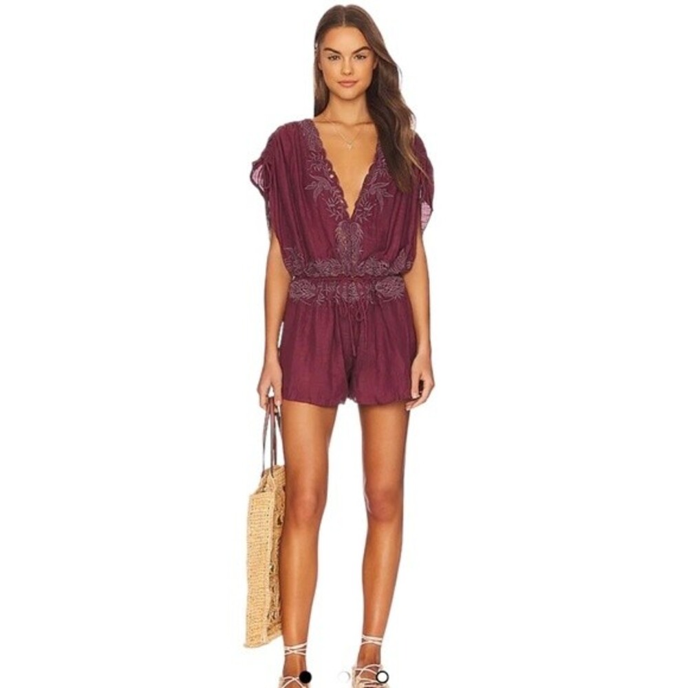 FREE PEOPLE WEILA ROMPER IN POMEGRANATE  SMELL